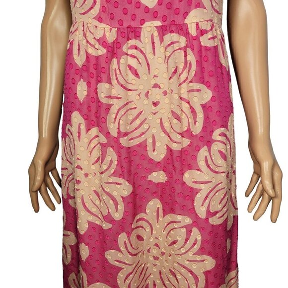 Vineyard Vines Women's Medallion Silk Blend Pink Halter Maxi Dress Size 6 - Picture 3 of 12
